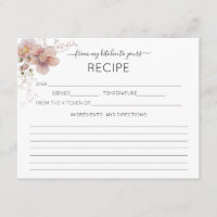 Pink Watercolor Floral Recipe Card