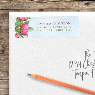 Pink Watercolor Floral Return Address 