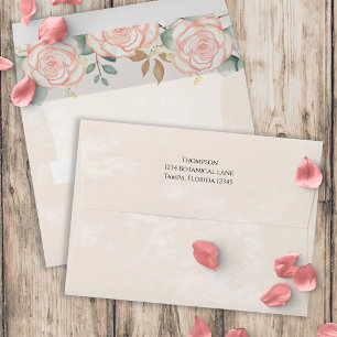 Pink Watercolor Floral Return Address Custom Envelope