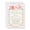 Pink Watercolor Floral Rose Stripes Baby Shower