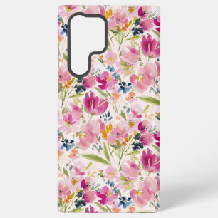 Pink Watercolor Floral Shabby Chic Pattern Samsung Galaxy Case