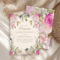 Pink Watercolor Floral Surprise 50th Birthday