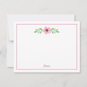 Pink Watercolor Floral Swag Note Card