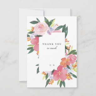 Pink Watercolor Floral Thank You Card