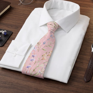 Pink Watercolor Floral Tie