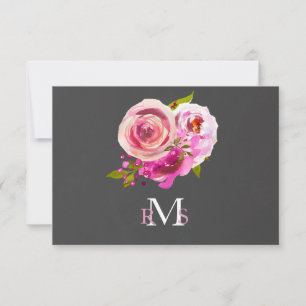 Pink Watercolor Floral Typography Monogram