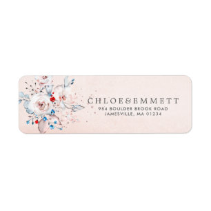 Pink Watercolor Floral Wedding Return Address