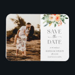 Pink Watercolor Florals Wedding Photo Save The Dat Magnet<br><div class="desc">This elegant save the date features pink,  peachy florals for the perfect way to ask family and friends to save the date! Click the "Edit using Design Tool" button to edit the text colours,  background colour,  and more.</div>
