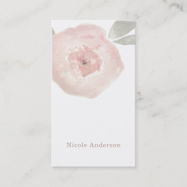 Pink Watercolor Flower Birthday Modern Chic Business Card (Front)