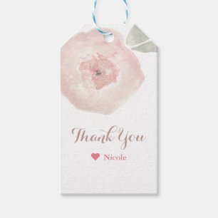 Pink Watercolor Flower Birthday Party Favour Gift Tags