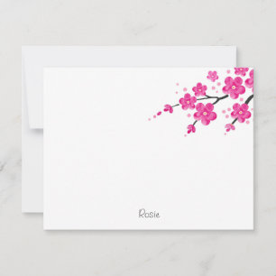 Pink Watercolor Flower Blossoms 2 Card