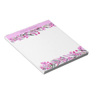 Pink Watercolor Flower Border Notepad