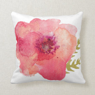 Pink Watercolor Flower Cushion