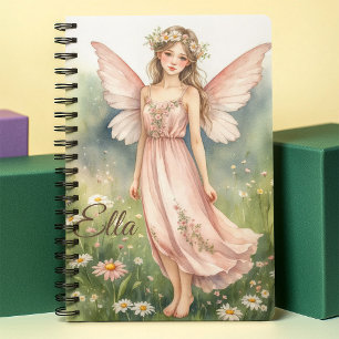 Pink Watercolor Flower Fairy Personalised Notebook