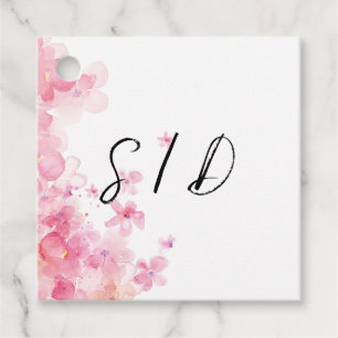 Pink watercolor flower favour tags