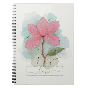 Pink Watercolor Flower Love Notebook