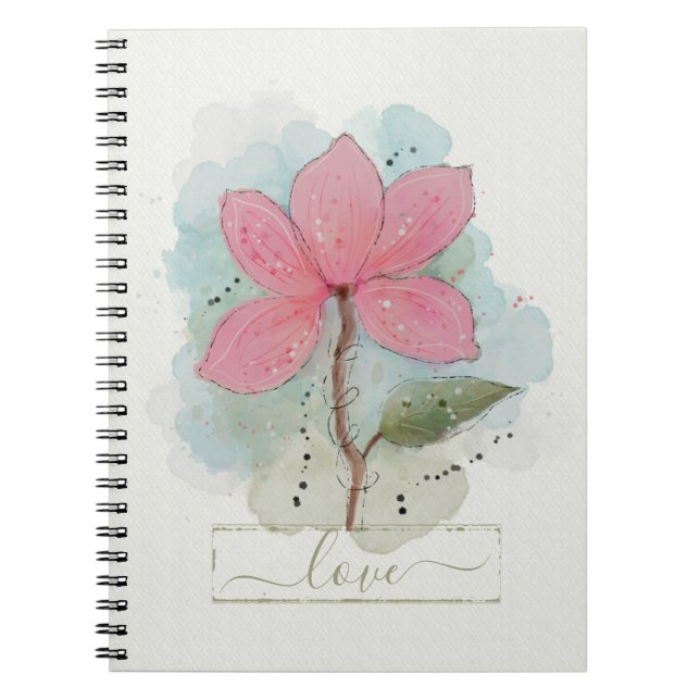 Pink Watercolor Flower Love Notebook (Front)