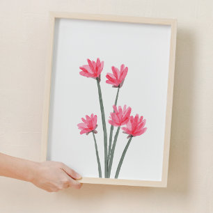 Pink Watercolor Flower Nursery Room Decor