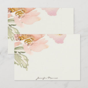 Pink watercolor flower personalised card