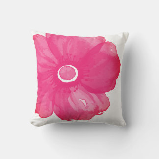 Pink Watercolor Flower Pillow