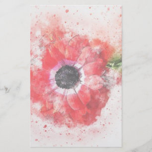 Pink Watercolor Flower Stationery