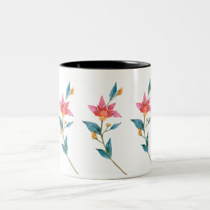 Pink watercolor flower Two-Tone coffee mug