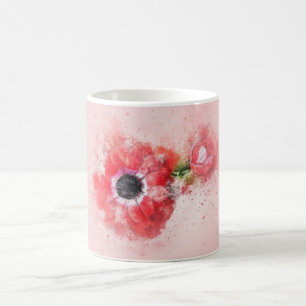 Pink Watercolor Flower w/Flower Bud Coffee Mug