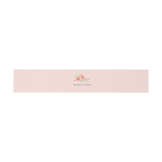 PINK WATERCOLOR FLOWER wedding invitation cards Invitation Belly Band (Flat)
