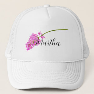 Pink Watercolor flower with your name Trucker Hat