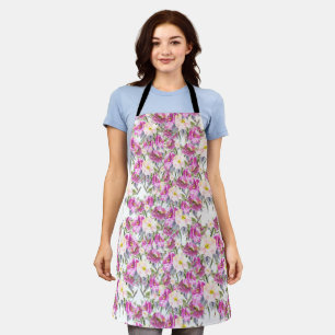 Pink Watercolor Flowers Apron