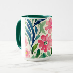 Pink Watercolor Flowers Art Mug