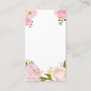 Pink Watercolor Flowers Blank Vertical Card