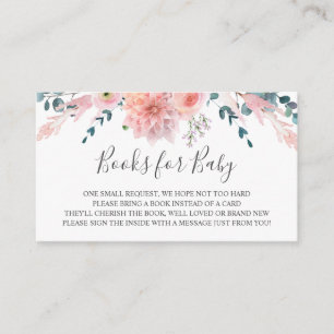 Pink Watercolor Flowers Books for Baby Insert Card