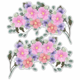 Pink Watercolor Flowers Borders