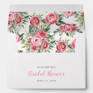 Pink Watercolor Flowers Bridal Shower Envelopes