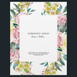 Pink watercolor flowers flyer<br><div class="desc">Elegant pink watercolors flowers bouquet price menu list.</div>