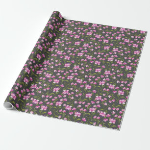 Pink Watercolor Flowers Gift Wrapping Paper