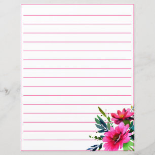 Pink watercolor flowers lined