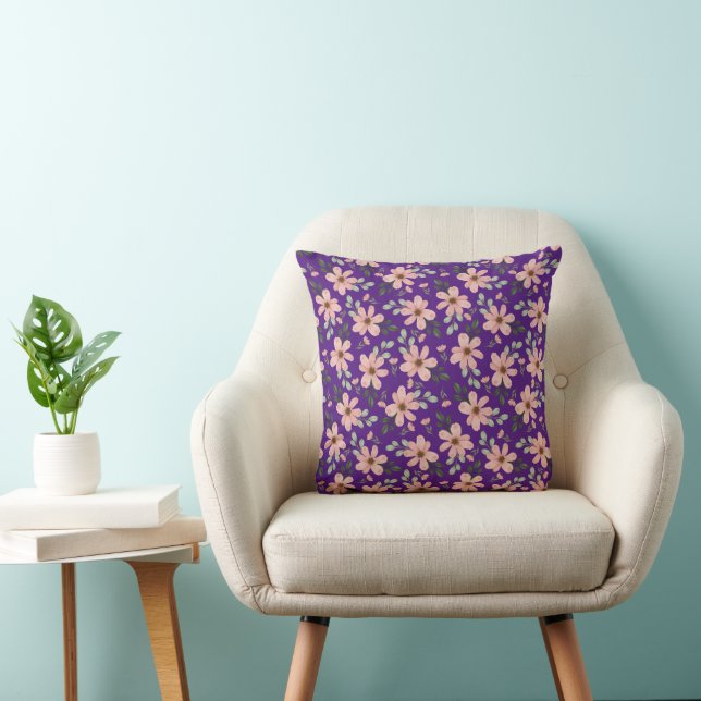 pink watercolor flowers pattern  cushion (Chair)
