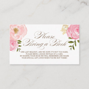 Pink Watercolor Flowers Please Bring a Book Card