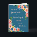 Pink Watercolor Flowers Sister Birthday Card<br><div class="desc">Birthday card for sister with vintage pink watercolor flowers and thoughtful verse.</div>