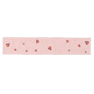 Pink Watercolor Fluttering Ladybugs Medium Table Runner