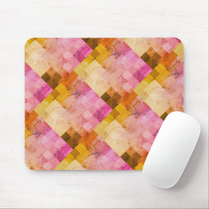 Pink Watercolor Geometric Pattern Mouse Mat