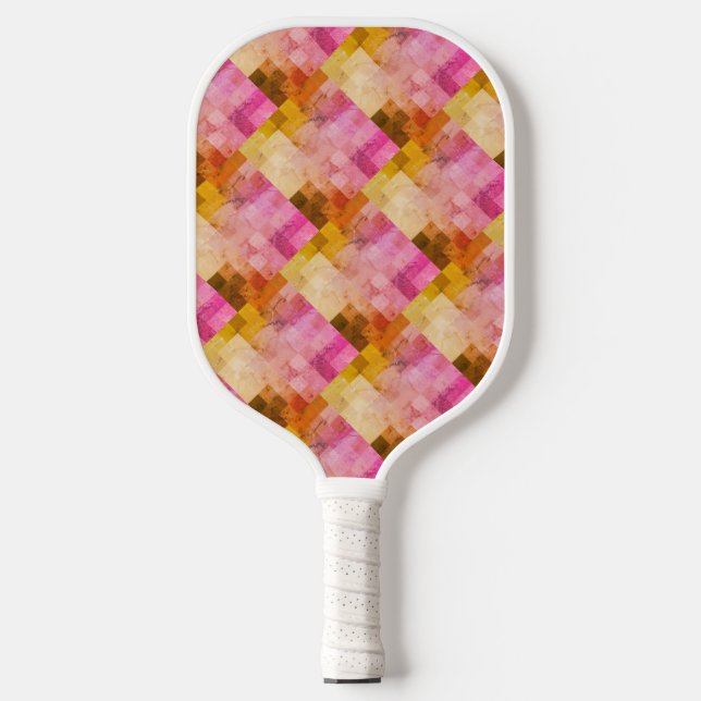 Pink Watercolor Geometric Pattern Pickleball Paddle (Front)