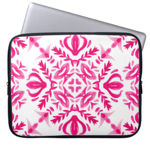 Pink watercolor: geometric tile design. laptop sleeve