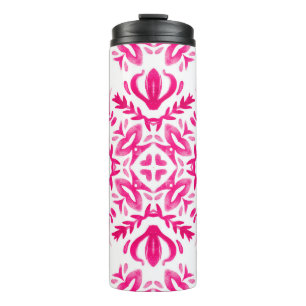 Pink watercolor: geometric tile design. thermal tumbler
