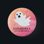 PINK WATERCOLOR GHOST HALLOWEEN BIRTHDAY PARTY 3 CM ROUND BADGE<br><div class="desc">PINK AND ORANGE WATERCOLOR GHOST HALLOWEEN BIRTHDAY PARTY</div>