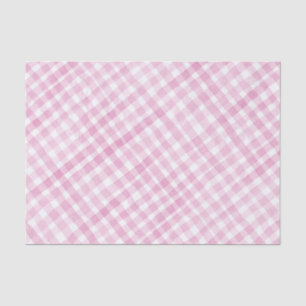 Pink Watercolor Gingham Plaid Tissue Paper