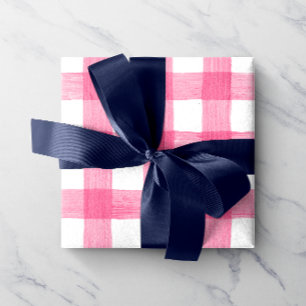 Pink Watercolor Gingham Wrapping Paper