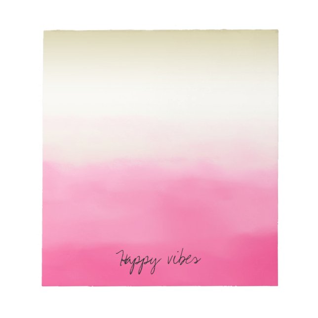 Pink Watercolor Glam Gold Tie Dye Notepad (Front)